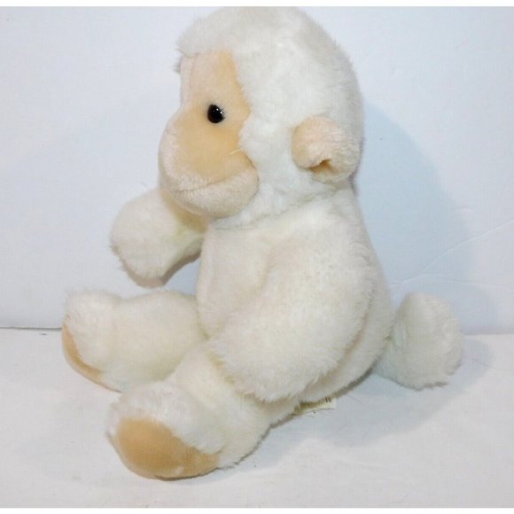 Vintage 1988 Kinder Gund 11" Plush White Rattle Monkey Chimp Stuffed Lovey - Picture 7 of 8